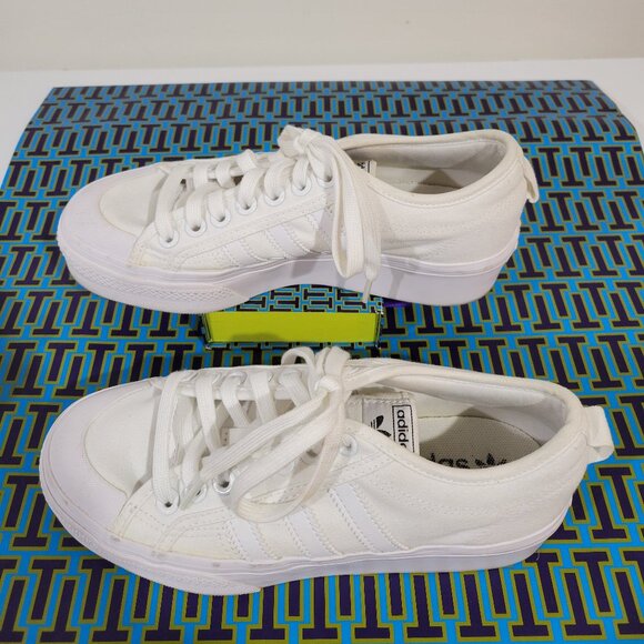 ADIDAS White Platform Canvas Sneaker Size 8.5 - Picture 2 of 14